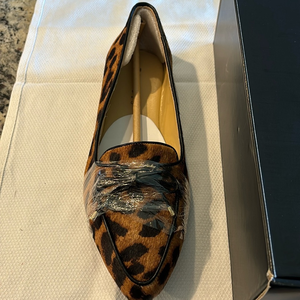 NIP Talbots 8.5 W Classic Leopard Francesca Bow flat dress shoes